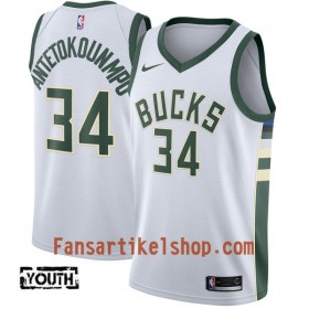 NBA Milwaukee Bucks Trikot Giannis Antetokounm 34 Nike 2017-18 Weiß Swingman - Kinder